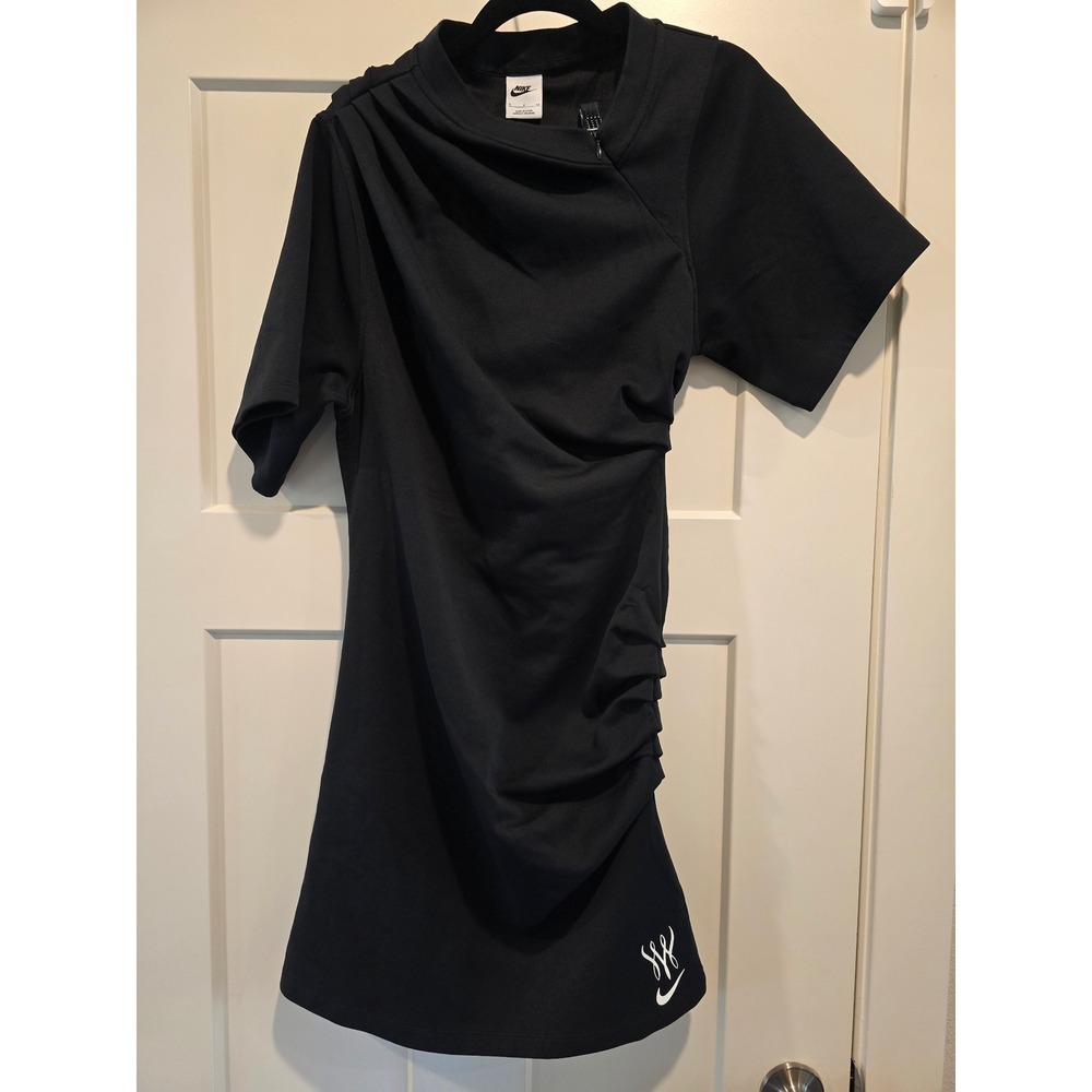 Nike SAMPLE one of a kind Black Ruched Asymmetric Mini Dress size Small